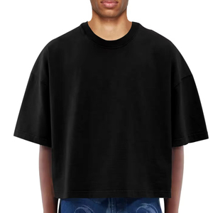 New Design Hip Hop Tee <b>Drop</b> Shoulder Blank Oversize T-shirt 100% Cotton Cropped Boxy <b>Acid</b> Washed Vintage t Shirt for Men - Product Image 4