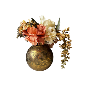 Florero de Metal decorativo con acabado antiguo de latón dorado moderno para decoración del hogar, mesa para sala de estar, dormitorio, Oficina - Product Image 4