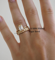 Breiter Gerippter Geometrischer Art-Deco Ehering 14K Gold 3MM/5MM Stapelbarer Ring Unisex Passender Ring Kühner Minimalistischer GRA-Zertifizierter Ring
