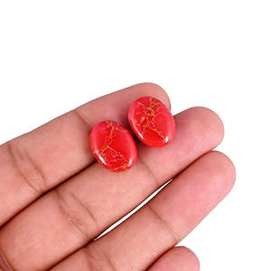 Lote al por Mayor de Piedras Preciosas de Cabujón Ovaladas de Turquesa Cobre Naranja para la Fabricación de Joyas - Product Image 4