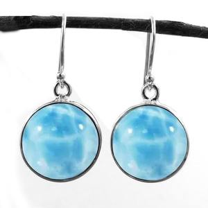 Pendientes de piedras preciosas Larimar de la mejor calidad, pendientes de Larimar de Plata de Ley 925 sólida para mujeres y niñas, Pendientes colgantes, joyería de plata - Product Image 2
