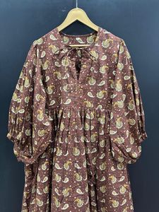 Robe mi-longue élégante et décontractée en coton imprimé pour femmes, légère, élégante, naturelle, silhouette trapèze, quantité disponible - Product Image 6