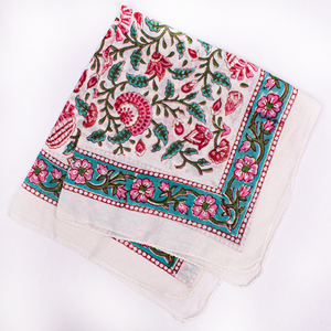 Foulard carré en coton imprimé floral, doux, respirant, écologique, à nouer, pour la tête, le cou, les cheveux et le visage - Product Image 6
