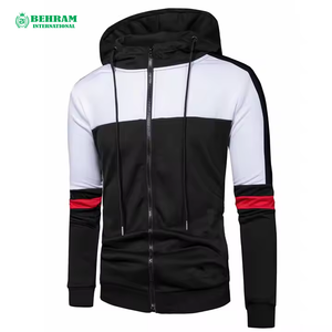 Vestes unisexes personnalisées à capuche avec fermeture éclair en coton à double couche à manches longues Sweats à capuche en chenille brodés et lourds avec fermeture éclair pour hommes - Product Image 2