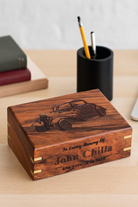 Urne de crémation personnalisée en palissandre au design de voiture classique, souvenirs commémoratifs de l'époque dorée pour les cendres d'adultes - Product Image 5