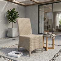 Chaise de jardin moderne en rotin tressé résistant aux intempéries, sans accoudoirs, pour terrasse et jardin