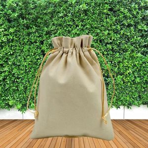 Eco-Friendly 100% Cotton <b>Drawstring</b> Pouches Bulk Reusable DIY Gift Packing Storage Bags for Travel Use Organizers Daily Bags - Product Image 6