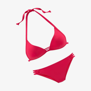 Ensemble de bikini rouge pour femmes, couleur unie, extensible, en spandex, maillot de bain deux pièces, bas de maillot de bain hipster - Product Image 6
