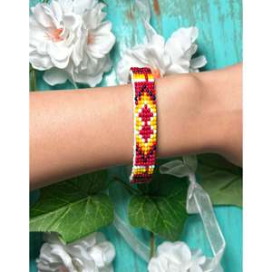 Bracelet à manchette perlé de style ethnique Navajo, fait main avec soin - Product Image 4
