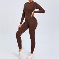 Combinaison de Yoga d'entraînement à manches longues zippée de haute qualité pour femmes Sexy Naked Feel Gym Body Combinaison de sport