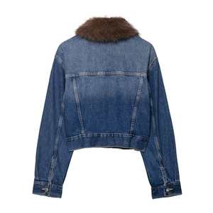 Wholesale OEM High Quality Cropped Women's <b>Denim</b> <b>Jacket</b> Knitted Cotton Filling Reversible Customizable Colors 2026 - Product Image 6