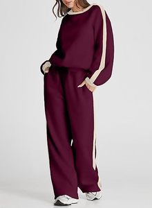 Tenues 2 pièces pour femmes, couleur unie, ensemble de survêtement décontracté en molleton, ensemble de survêtement de détente assorti, logo personnalisé - Product Image 2