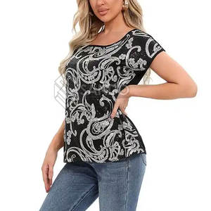 Camiseta de sublimación de mujer a precio barato con logotipo personalizado al por mayor, camisetas de mujer de gran tamaño al mejor precio - Product Image 2