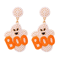 Boucles d'oreilles personnalisées brodées en forme de citrouille pour Halloween – Meilleur design tendance avec perles de rocaille