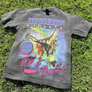 2024เสื้อยืด100% วินเทจธรรมดาใส่ได้ทั้งชายและหญิงผ้าฝ้ายโอเวอร์ไซส์ผ้าแอซิดทรงหลวมใส่ได้ทั้งชายและหญิง - Product Image 1