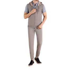 Sweat à capuche sans manches en polyester respirant de qualité supérieure pour homme, avec poche latérale et cordon de serrage, gris, logo personnalisé - Product Image 6