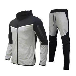 Chándal para correr de dos piezas de invierno personalizado de alta calidad para hombre, cuello con capucha, patrón sólido, deportes de Fitness, venta al por mayor a bajo precio - Product Image 5