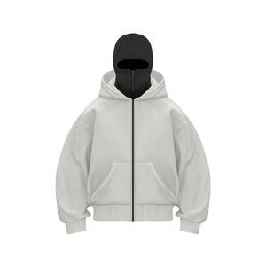 2025 Sudadera con capucha personalizada con cremallera para hombre Sudadera con capucha enmascarada con cremallera completa de peso pesado Servicio de OEM - Product Image 5