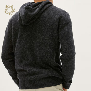 Sudadera con capucha para hombre Merino Swaters de algodón orgánico para hombre Swater con capucha Ropa de hombre natural Sudaderas con capucha de punto de color sólido - Product Image 6