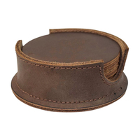 Lot de 6 sous-verres de table en cuir véritable vintage avec logo personnalisé pour thé et cocktail, fait à la main, absorbant l'eau