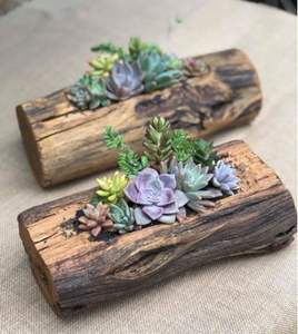 PLANTRES ARTESANÍA maceta de madera Wishing Well maceta Patio Jardín Creativo Macetas de madera corteza macetas jardín - Product Image 5