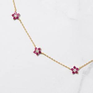 สร้อยคอทับทิมสร้อยคอดอกเดซี่สร้อยคอดอกเดซี่925สเตอร์ลิงเงิน14K ชุบทอง - Product Image 2