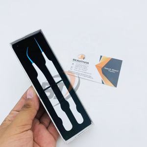 แหนบต่อขนตาสแตนเลสสำหรับมืออาชีพที่ต่อขนตาสีขาวสีน้ำเงินออกแบบอย่างยั่งยืน - Product Image 6