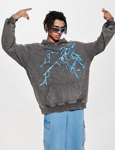 Sweat à capuche d'hiver oversize Streetwear Acid Wash Printed Custom Logo Breathable Eco-Friendly Fleece High Gsm Unisex 100% Cotton - Product Image 5