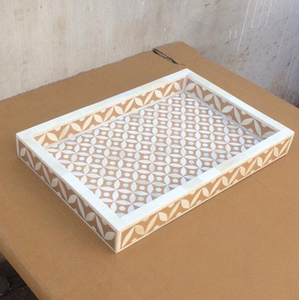 Handmade Bone Inlay Modern Rectangle Decorative Organizer Tray | Stylish Vanity Bathroom <b>Tabletop</b> <b>Storage</b> Solution Durable - Product Image 3
