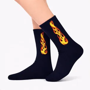 Black Flame and Floral Patterned Breathable <b>Silk</b> <b>Socks</b> One Size Fits All Custom Logo Designed for Boys and Girls Daily Use - Product Image 2