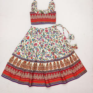 Ensemble Lehenga Choli traditionnel pour enfants Shoryam Fashion, blanc, ajrakh, longueur au sol |   Vêtements de fête de mariage prêts à porter - Product Image 1