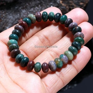 Natural Bloodstone Gemstone Healing <b>Bracelet</b> 8 mm Smooth Rondelle <b>Beads</b> <b>Bracelet</b> Balancing Protection <b>Bracelet</b> for <b>Men</b> & Women - Product Image 3