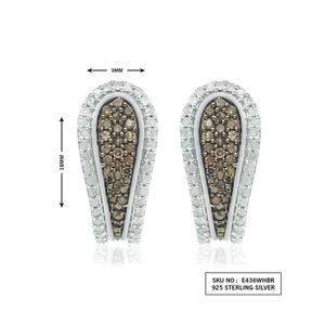 Boucles d'oreilles créoles pour femme en argent sterling avec diamant blanc champagne naturel taille ronde de 0,93 ct - Product Image 3