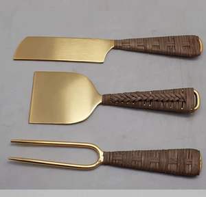 Juego de Queso Ecológico de Acero Inoxidable con Mango de Madera, Juego de Queso para Decoración de Mesa de Cocina, Accesorios para Cortar Mantequilla y Pizza - Product Image 2