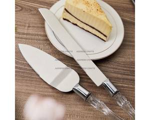 Service à manger élégant et à dessert en acier inoxydable avec poignée en acrylique Serveur à gâteaux parfait pour les occasions et les réunions de famille Spcl - Product Image 6