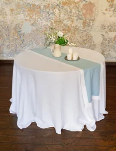 <span class=keywords><strong>Di</strong></span> alta qualità stile francese elegante tessuto pieghettato comodo Multi-colore decorazione <span class=keywords><strong>di</strong></span> nozze il bianco doppio volant tovaglia <span class=keywords><strong>di</strong></span> <span class=keywords><strong>lino</strong></span> - Product Image 2