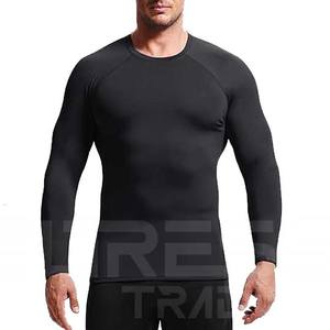 Chemises de gymnastique de haute qualité 2025 T-shirts de Compression de fibres pour hommes adultes motif solide chemise à col rond vêtements en gros - Product Image 1