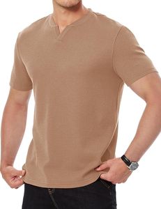 T-shirt pour homme en coton 100% de haute qualité, col en V, tricoté, imprimé numériquement, avec logo personnalisé, dernière collection OEM. - Product Image 4