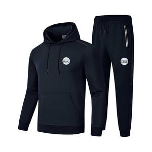 Ensemble 2 pièces pour hommes Automne hiver Survêtement en polaire chaud Sweats à capuche à manches longues et pantalons Ensemble de jogging décontracté et ample - Product Image 4