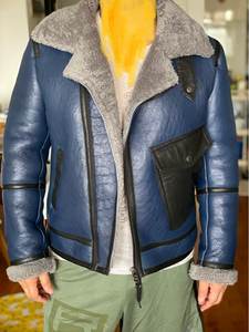 Blouson aviateur en cuir véritable de mouton sur mesure pour homme, de haute qualité, grande taille, imperméable et coupe-vent pour l'hiver - Product Image 4