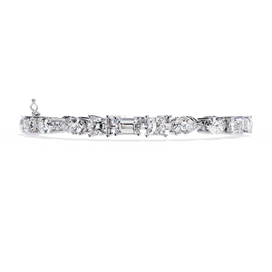 Brazalete de Tenis con Moissanita Redonda de 10 Quilates en Plata de Ley 925 con Baño de Rodio, Joyería Moderna Unisex para Fiestas y Bodas - Product Image 2