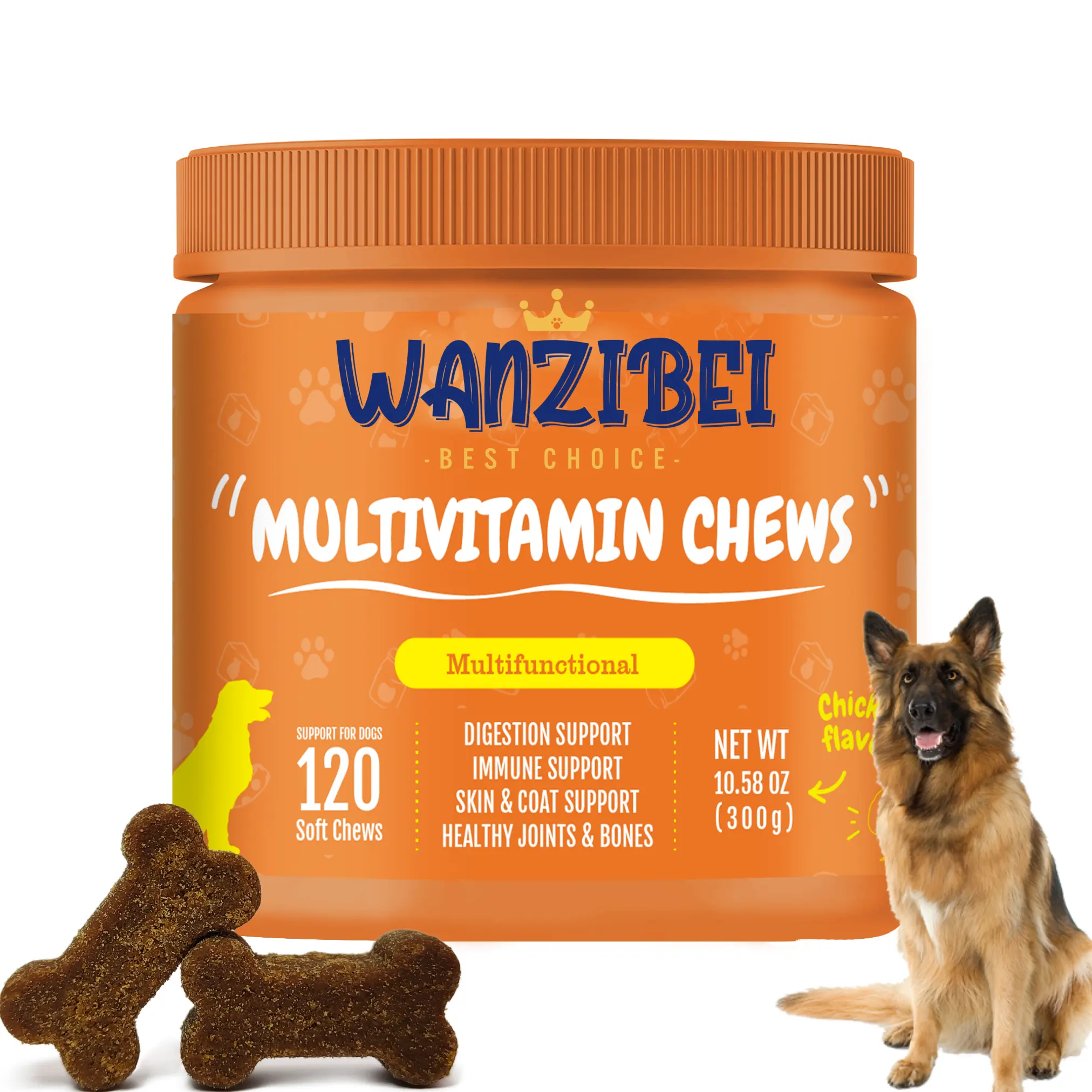 Multivitamin kunyah lembut untuk suplemen hewan peliharaan Label pribadi dengan 24 in 1 vitamin mineral pet nutrisi pribadi label bergabung Kesehatan