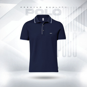 เสื้อโปโลผ้าฝ้ายสองชั้นแบบพรีเมี่ยมสำหรับผู้ชายทรงพอดีคลาสสิกป้องกันการหดตัวเนื้อสัมผัสนุ่ม - Product Image 4