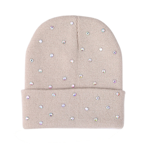 2025 en stock gorro de invierno tejido de mohair acrílico personalizado con diamantes de imitación fabricante para hombres gorro de diamantes de imitación con logotipo personalizado - Product Image 6