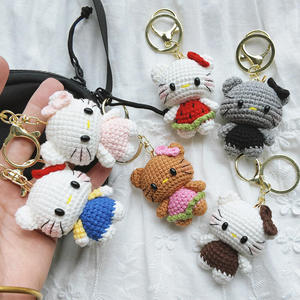 Llavero de Ganchillo con Forma de Gato de Dibujos Animados, Colgante de Hilo Tejido a Mano para Bolsos, Accesorio para Cadena de Teléfono - Product Image 1