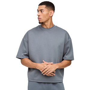 Camisetas de hombre de algodón 100% de alta calidad, camiseta cuadrada recortada de gran tamaño con hombros caídos y logotipo personalizado con ajuste en caja - Product Image 1