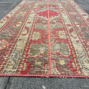 Tapis vintage, petit tapis turc de 2,1 x 3,9 pieds, tapis oriental en laine rouge - Product Image 5