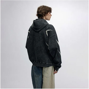 Sweat-shirts pour hommes surdimensionnés, imprimés et brodés sur mesure, style streetwear, effet délavé, 100% coton molletonné, écologiques, design épaules tombantes - Product Image 5