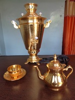 Samovar électrique en acier inoxydable, samovar turc en cuivre, samovar en acier inoxydable chromé de 4 litres avec bouilloire à thé