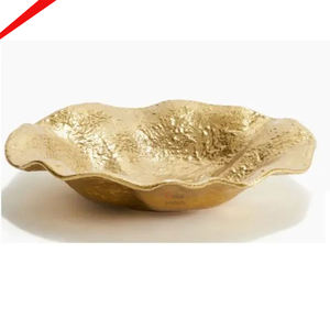 Cuencos de servicio de diseñador redondos de metal chapado en oro caliente para hotel y restaurante en casa - Product Image 1